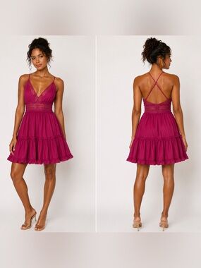 Women’s Fuchsia Lace-Trim Sundress